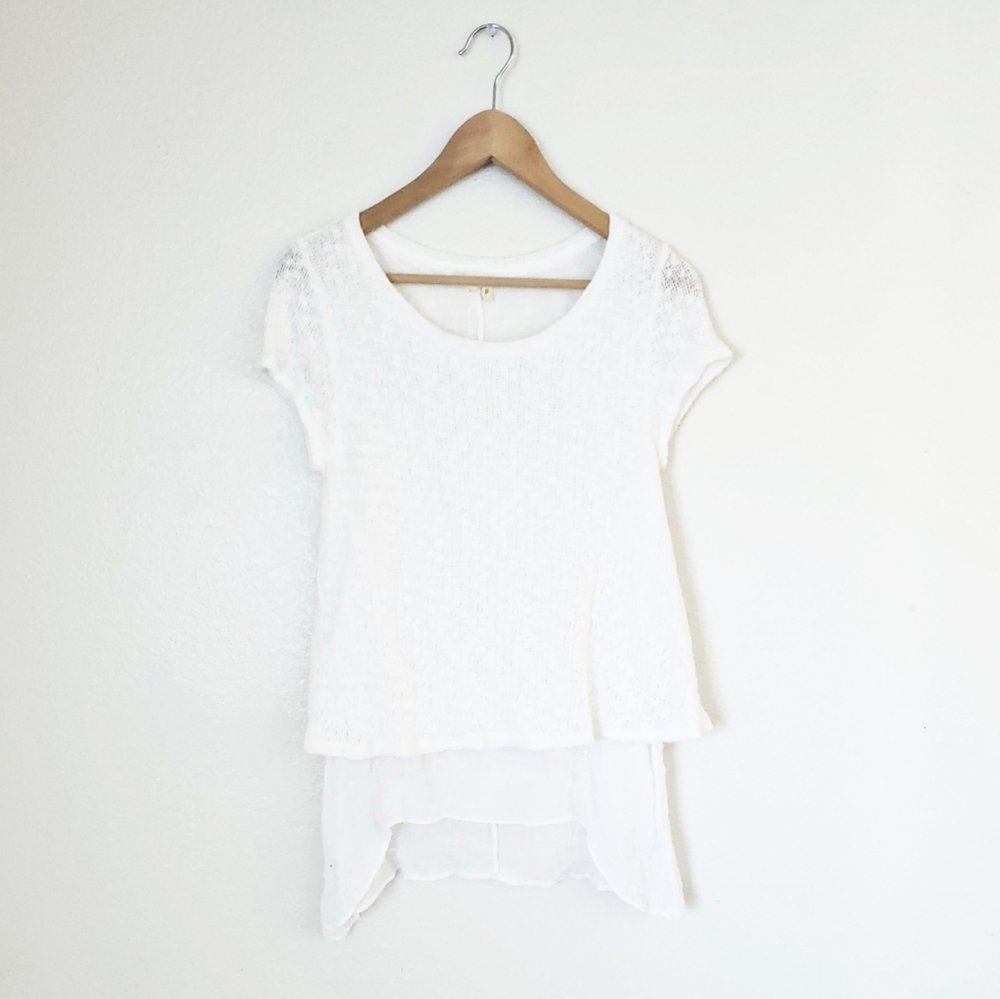 Anthro Meadow Rue White Knit  Layered Top